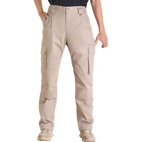 VEVOR Pantalon Ignifuge Homme, Taille XXL, Pantalon Cargo Homme en Coton, Resistant aux Flammes et Dechirures, avec Multi-poches, Taille Elastique, pour Soudage, Soudeurs, Sorties Decontractees, Kaki