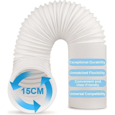 Tuyau Climatiseur Mobile, Tuyau D'évacuation D'air En Pvc Flexible Tube De Ventilation Universel Tuyau Kit Pour Climatiseur Mobile Diamètre 15cm (15CM Diamètre x 2M Longueur) (1/5)