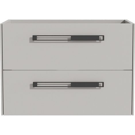 Meuble sous vasque suspendu avec poignées en aluminium - Gris - 80 cm - FELNA (1/3)