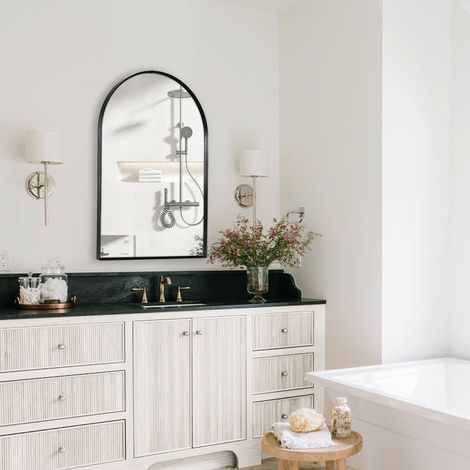 Miroir Mural arqué pour Salle de Bain, 50,8 x 76,2 cm, Cadre en métal Noir pour entrée, Salon, Chambre à Coucher, décoration Murale (1/5)