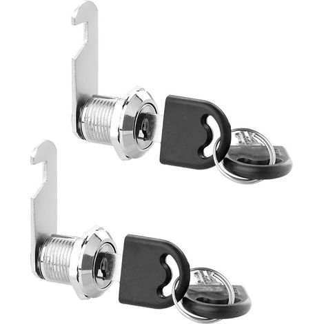 Lot de 2 serrures à langue rondes avec clé, pour armoire de classement, tiroirs, boîte à outils, rangement de camping-car (20 mm) (1/5)