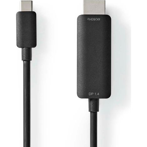 Adaptador usb c usb 32 generacion 1 usb c macho conector hdmi 4k60hz 200 metros redondo niquelado pvc negro caja