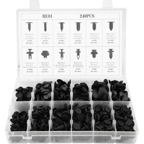 Clips De Carrosserie - Rivets Plastique Pour Panneaux De Porte - Universel Voiture - Kit 240 Pièces (1/4)