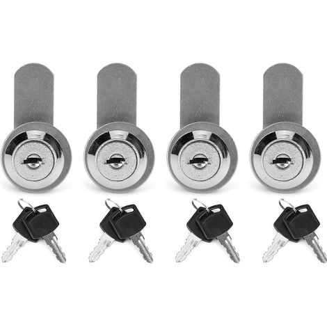 Lot de 4 verrous à came tubulaires de rechange pour boîtes à outils, tiroirs, armoires et casiers, avec clés, pour remorques et camping-cars, diamètre 15 mm. (1/5)