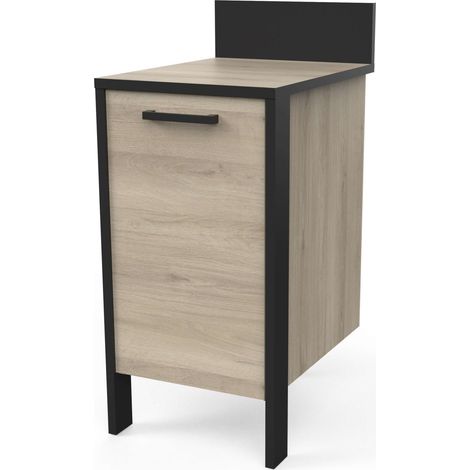 Módulo Inferior de Cocina Industriale Etilo Industrial en Color Roble y Negro con 1 Puerta 44 cm