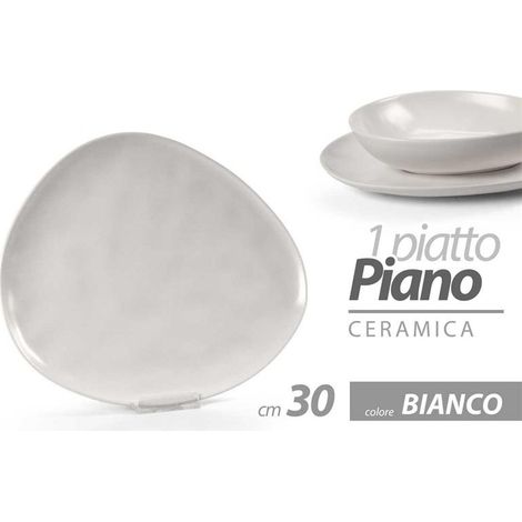 1 Pezzo Piatto Piano da Tavola Trior Bianco in Ceramica 30 cm