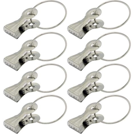 Pinces à Rideaux en Acier Inoxydable Argenté, Lot de 20 Clips Robustes et Pratiques pour Tringles à Rideaux, pour Salon et Utilisation Extérieure (1/5)