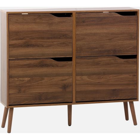 Scarpiera con decoro effetto legno, 4 ante (1/5)