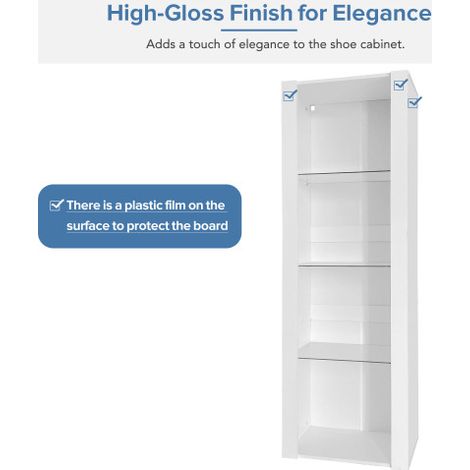 Vitrine blanche laquée avec éclairage LED – 55 x 38 x 166 cm, pour armoires hautes et stockage – Rangement chic et lumineux (1/5)