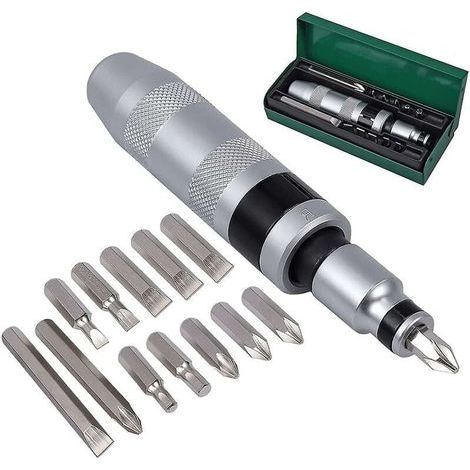 Tournevis à Frapper 13 pièces , Tournevis à Percussion , 1/2" Impact Driver Set d'embouts pour Coupes Hexagonales en Croix pour Usages Lourds (1/5)