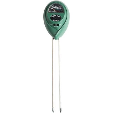 FENOPLASTICA(26×3×3cm)1 testeur de pH du sol, testeur d'humidité du sol/PH/lumière 3 en 1, kit d'outils de jardinage pour pelouse, pots de jardin, sans piles, vert (1/4)