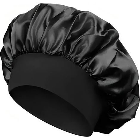 Bonnet de nuit en satin – Bonnet de nuit – Chapeau en satin – Filet à cheveux – 1 pièce – Noir (1/5)