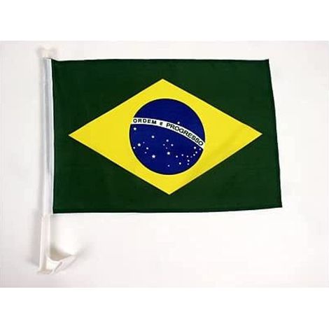 AZ FLAG Bandiera per Auto Brasile 45x30cm - BANDIERINA da Auto Brasiliana 30 x 45 cm