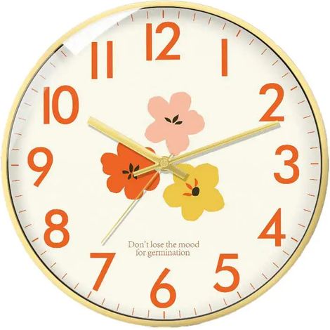 Horloge murale (30 cm), silencieuse, motif floral délicat, décoration intérieure, cadeau original (1/5)