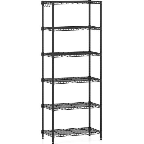 Étagère de rangement 6 niveaux, étagères réglables robustes avec grille métallique en V, unité de rangement pour cuisine, garage, salon (1/5)