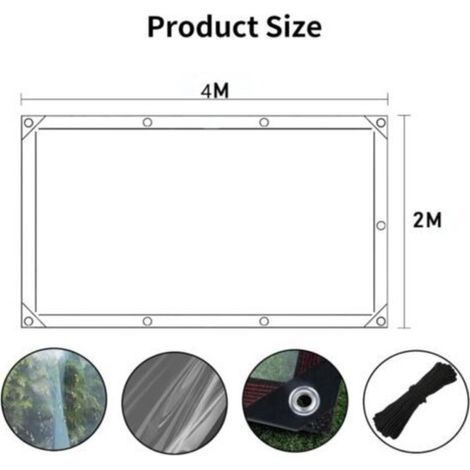 Bâche Transparente pour Serre 2X4, Bache ImperméAble avec Oeillet pour ExtéRieur IntéRieur, Housses pour Plantes