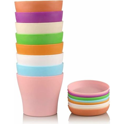 8 Pieces 14 cm Colorful Plastic Flower Pots Flower Pots Indoor Plant Pots for Home Office with Pallet / Trays, Multicolor (1/5)