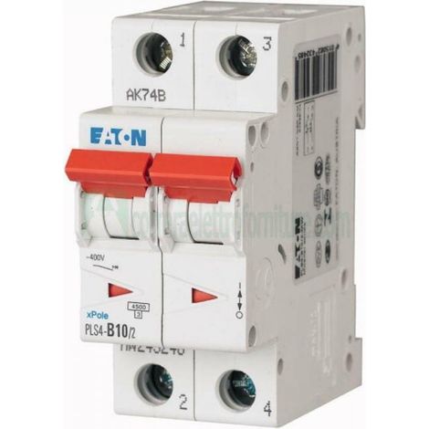 Eaton interruttore automatico modulare magnetotermico 2x10a 4500ka plsa-c10 243274
