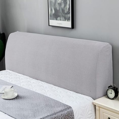 Housse de tête de lit extensible pour tête de lit - Housse anti-poussière - Pour tête de lit rembourrée de chambre à coucher - 130-170 cm - Gris clair (1/3)