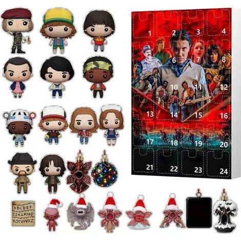 Calendrier de l'Avent 2D Stranger Things 2026, décorations en acrylique Ornements de sapin de Noël, cadeau compte à rebours 24 jours B