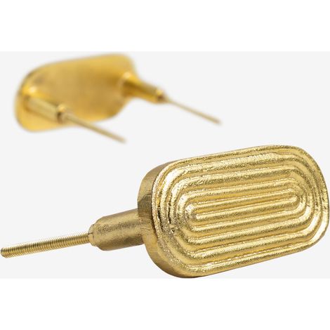Sklum – Lot de 2 boutons dorés en fer – Finition glamour – Dimensions 4,1 cm x 10,2 cm x 8,3 cm – Accessoire pour meubles et portes