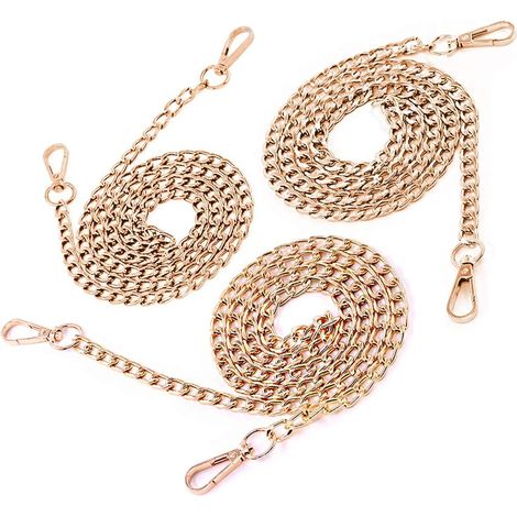 Set of 3 thin and wide metal handbag straps, 7 mm (1/5)