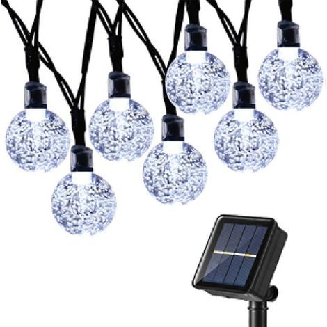 50 boules LED solaires, fil de cuivre 7 m, 8 modes éclairage, guirlande lumineuse extérieure jardin terrasse
