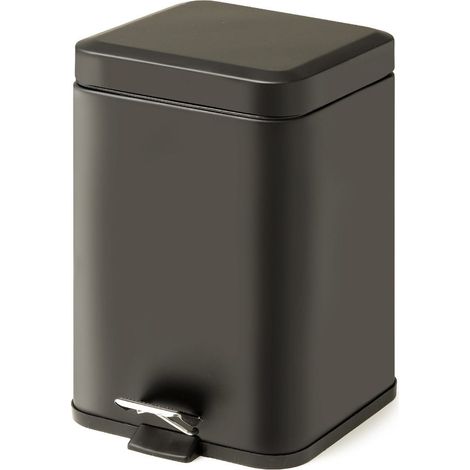 Cestino Gettacarte Bagno In Acciaio Nero Opaco 5L  Artemisia