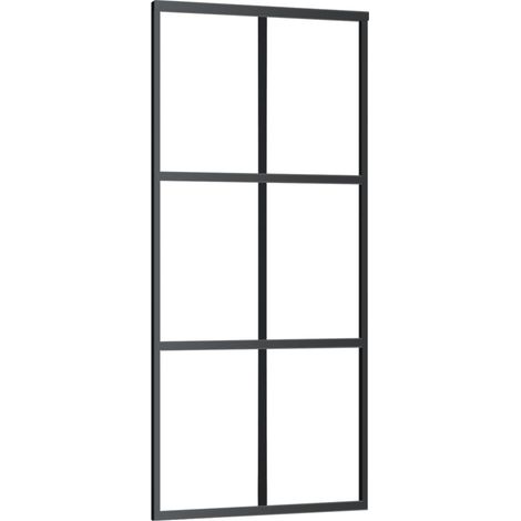 Puerta corredera ESG vidrio y aluminio negra 90x205 cm vidaXL (1/5)
