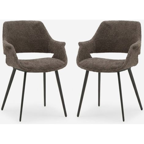 2er Set gepolsterte Esszimmerstühle aus Stoff und Metall Olimpia - Grau (1/5)