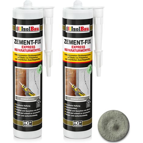 Malta cementizia IsolBau Zement-Fix grigia per riparazioni e sigillatura, 2 x 300 ml (1/5)