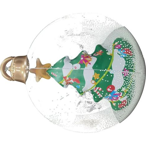 Boule de Noël gonflable de 60 cm avec LED, boule décorative géante lumineuse, pliable, transparente, en PVC, avec télécommande, décoration extérieure pour sapin de Noël. (1/4)