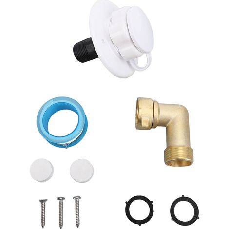 Kit di 10 pezzi in ottone per il riempimento dell'acqua di camper, con tubo flessibile a gomito e raccordo per valvola di non ritorno, per camper e rimorchi nautici a 90°.