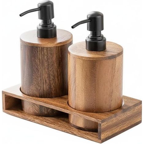 Distributeur de savon en bois - Utilisation pratique et fonctionnelle-AquaForge (1/5)