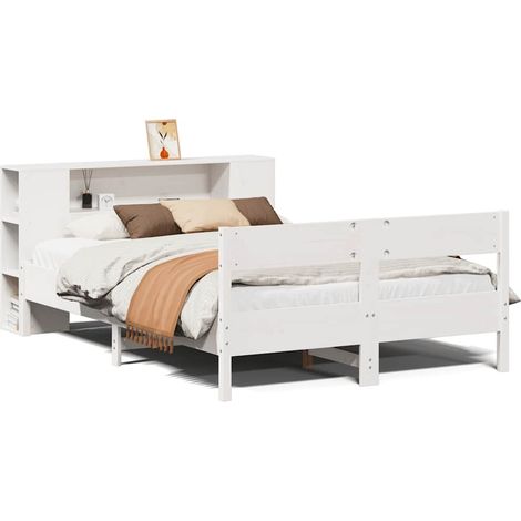 Maison Exclusive - Lit bibliothèque sans matelas blanc 140x190 cm bois pin massif
