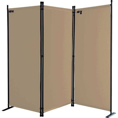 Paravent 3 Teilig 170 x 165 cm Stoff Raumteiler Trennwand Balkon Sichtschutz Stellwand Faltbar Sand (1/5)
