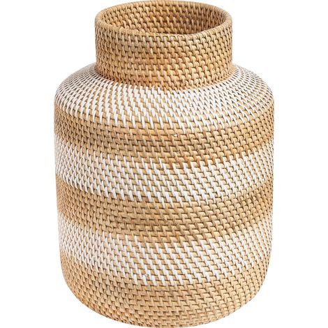 Jarrón de ratán blanco natural beige 36 cm trenzado accesorio decorativo Renun (1/5)