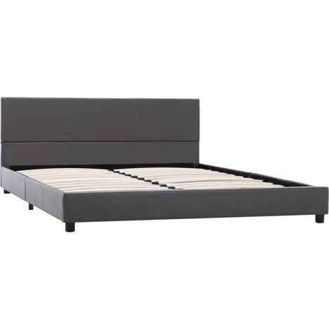 Maison Exclusive - Bettgestell Grau Kunstleder 140x200 cm