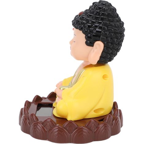 Statue de Bouddha hochant à énergie solaire, figurine de moine hochant automatiquement, à économie d'énergie, symbole de chance et de richesse, jaune (1/5)