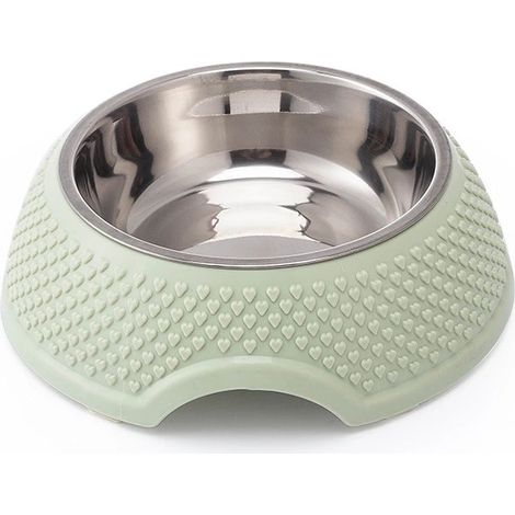 Bol pour animaux de compagnie chat bol de riz chat bol chien bol en plastique acier inoxydable anti-renversement grande capacité vert (1/5)