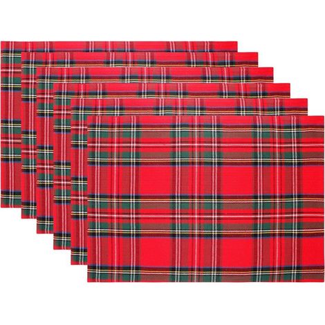 Sets de table de Noël Xiyin, décoration de restaurant à carreaux, fabricant de serviettes de table de Noël, nappes imprimées en polyester - 30 x 45 cm (lot de 4) - 13