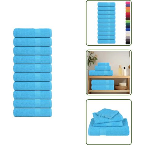 vidaXL Serviettes de douche 10pcs turquoise 70x140cm 360g/m² 100%coton