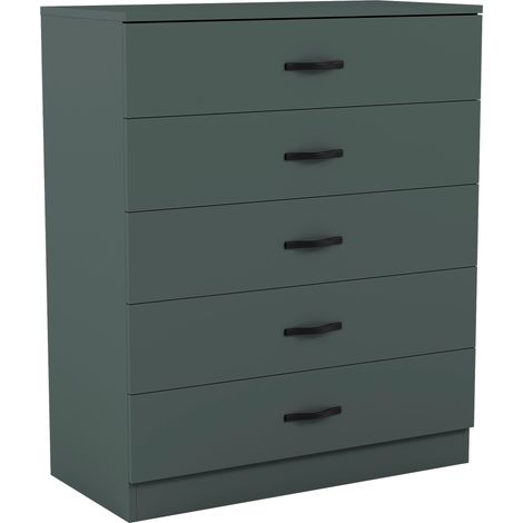 Riano 5 Drawer Chest of Drawers Bedroom Storage Furniture, Green