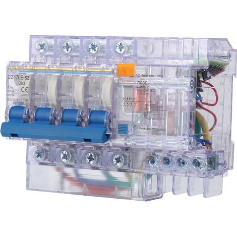 Disjoncteur différentiel transparent DZ47LE-63 2P C63 pour usage domestique (1/2)