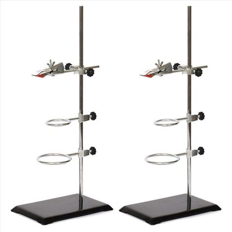 Support de burette en métal de qualité laboratoire, 2 pièces, avec pince à burette doublée de liège et 4 anneaux de cornue (2 pouces, 3 pouces de diamètre)
