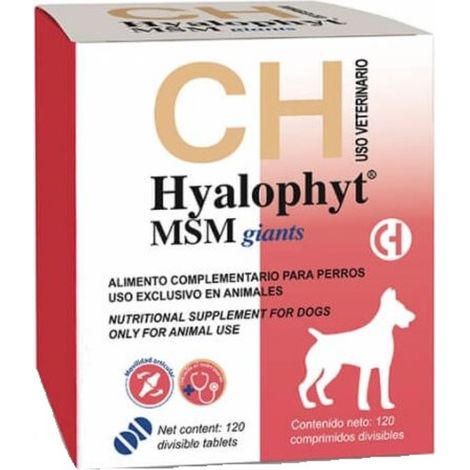 Chemical Iberica Hyalophyt Hyalophyt MSM Giants Condrotecteur pour chiens de race gantes, 120 comprims