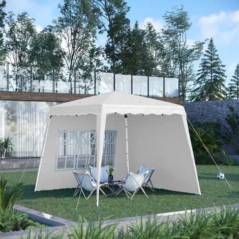 Gazebo pieghevole con 2 pareti laterali 2,89x2,89 m Padiglione da giardino Gazebo regolabile in altezza Protezione UV50+ Bianco