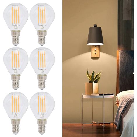 6er-Packung Vintage-Glühbirnen G45 (klar) mit E14-Sockel für dekorative Beleuchtung, 6 W, 220 V, warmweißes Licht (1/5)