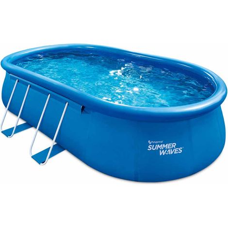 Summer Waves Quick Up Pool aufblasbarer Pool oval inkl. Zubehör Blau 549x305x107 cm (1/4)