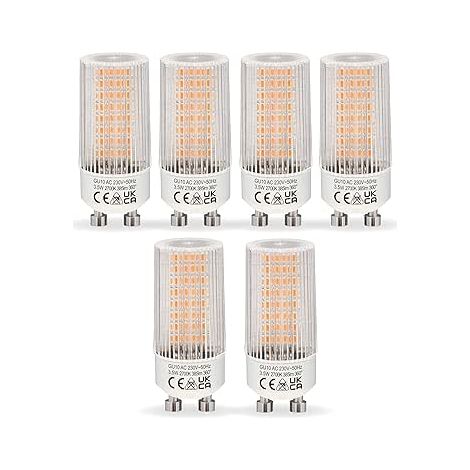 Ampoules LED GU10 3,5W Équivalentes à 50W Halogène, Blanc Chaud 2700K 385 Lumens AC 230V, Forme T22 Cylindrique Transparente, Angle de Faisceau Large à 360° Non Dimmables, (1/5)